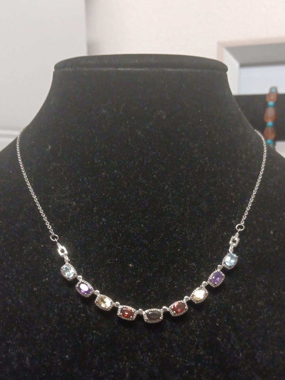 EverTrue Multi Gemstone Necklace in Stainless Steel 4.50 ctw (18 Inches)